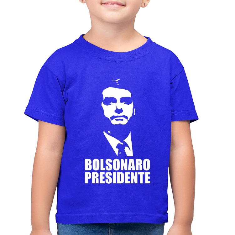 Camiseta Algodão Infantil Bolsonaro Presidente - Azul Royal