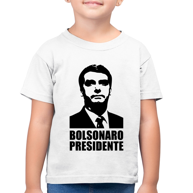 Camiseta Algodão Infantil Bolsonaro Presidente - Branca