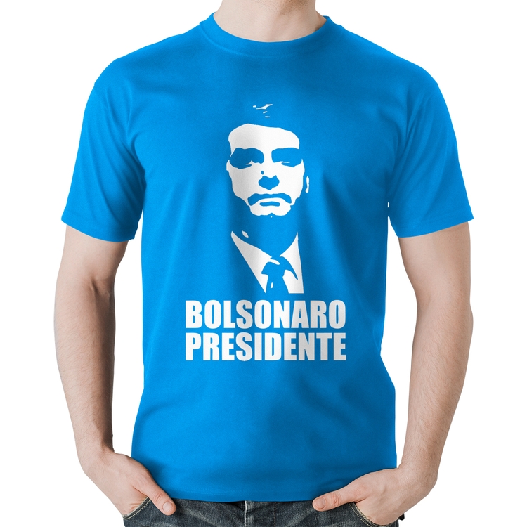 Camiseta Algodão Bolsonaro Presidente - Azul