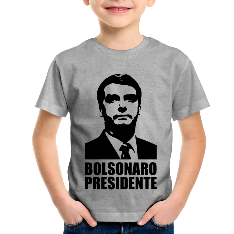 Camiseta Infantil Bolsonaro Presidente - Cinza
