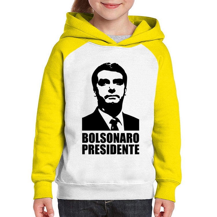 Moletom Infantil Bolsonaro Presidente - Branco/Amarelo
