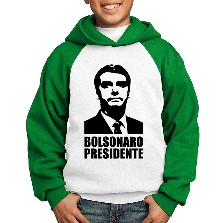 Moletom Infantil Bolsonaro Presidente - Branco/Verde