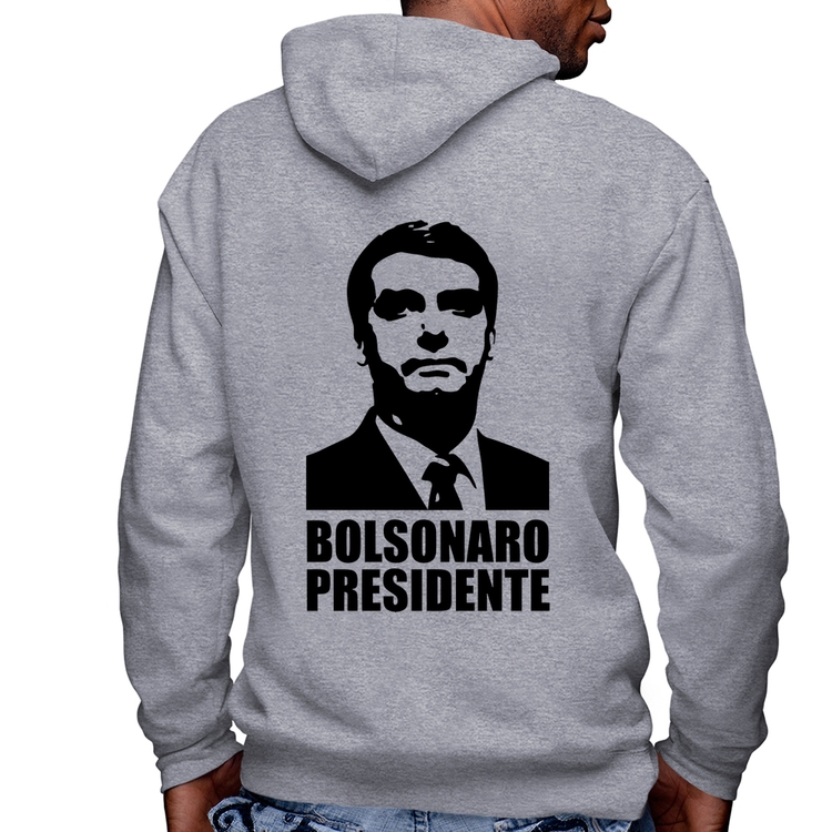 Blusa Moletom Bolsonaro Presidente Masculina com Capuz e Zíper - Mescla