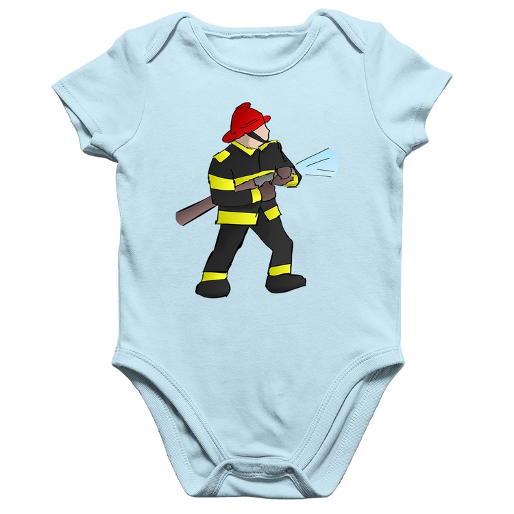 Body Bebê Algodão Bombeiro - Azul Bebê