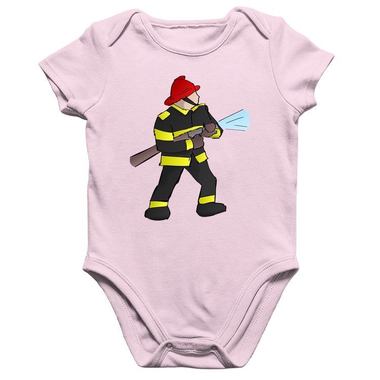 Body Bebê Algodão Bombeiro - Rosa Bebê