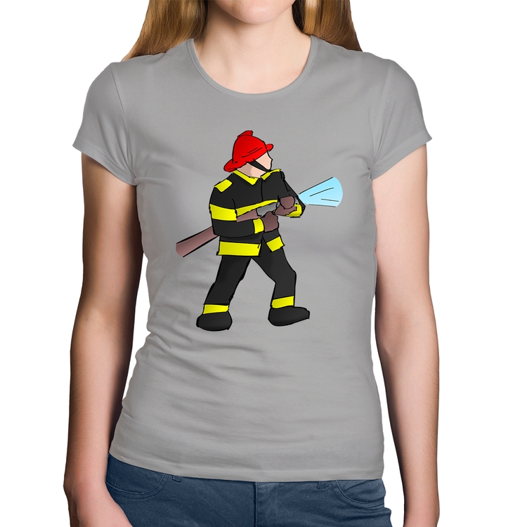 Baby Look Algodão Bombeiro - Cinza