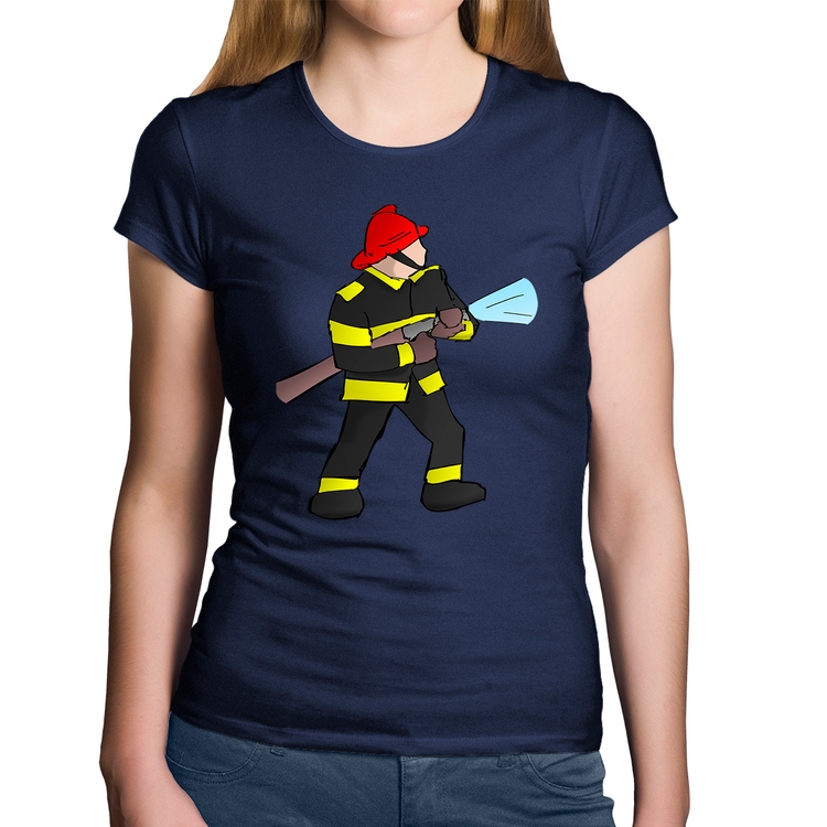 Baby Look Algodão Bombeiro - Marinho