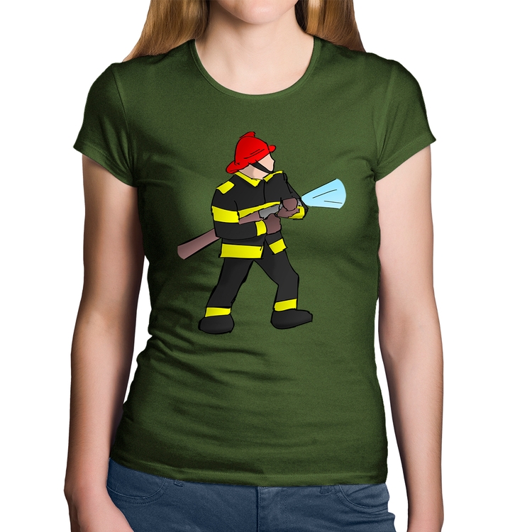 Baby Look Algodão Bombeiro - Musgo