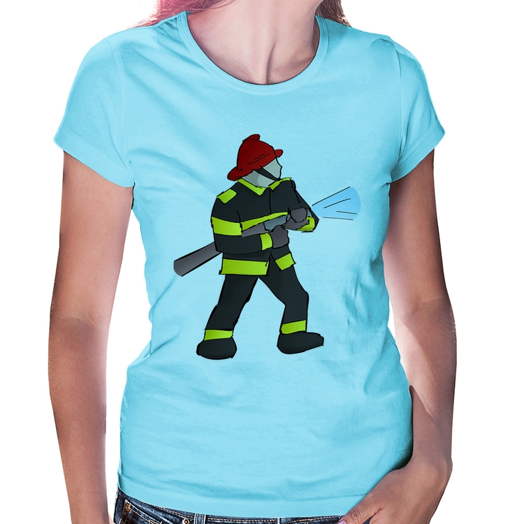 Baby Look Bombeiro - Azul Bebê