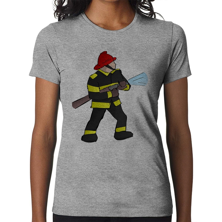 Baby Look Bombeiro - Cinza