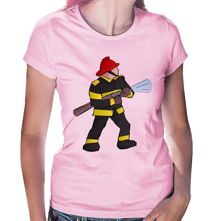 Baby Look Bombeiro - Rosa Bebê