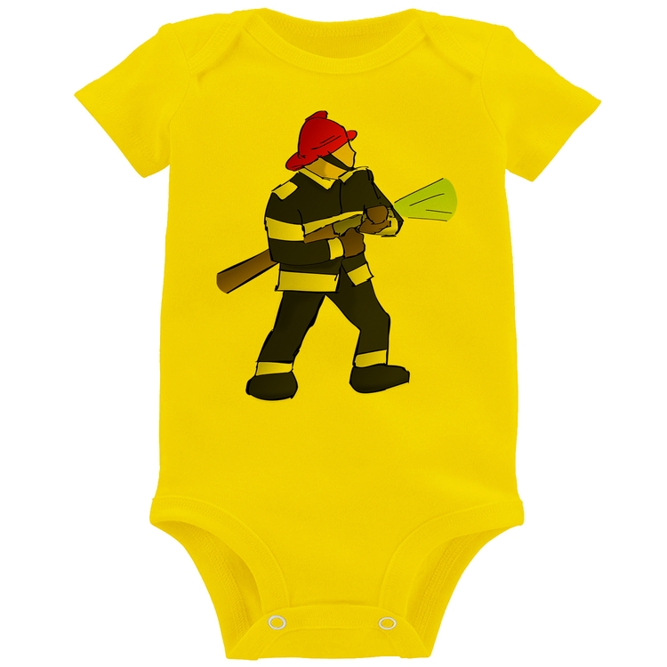 Body Bebê Bombeiro - Amarelo