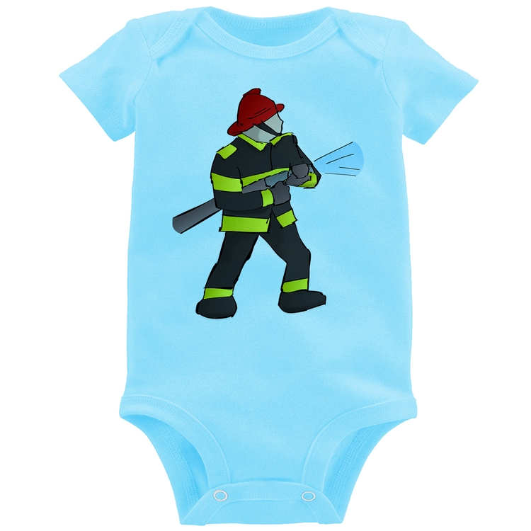 Body Bebê Bombeiro - Azul Bebê