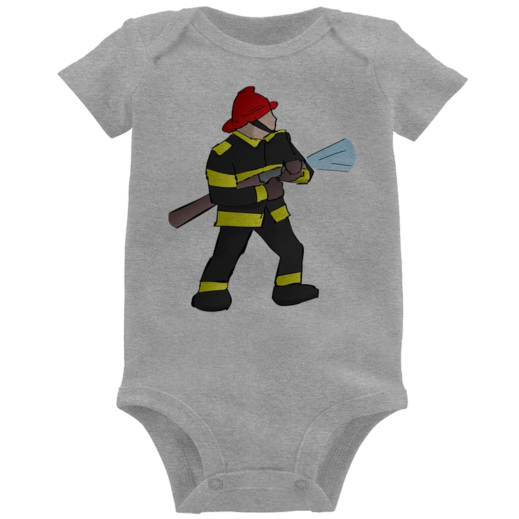 Body Bebê Bombeiro - Cinza