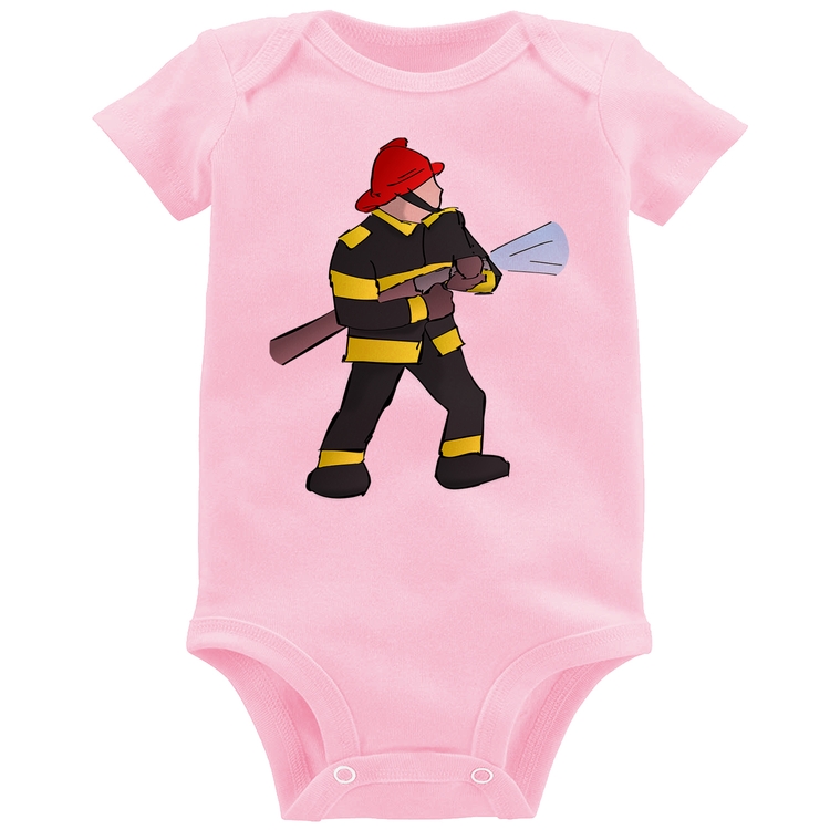 Body Bebê Bombeiro - Rosa Bebê