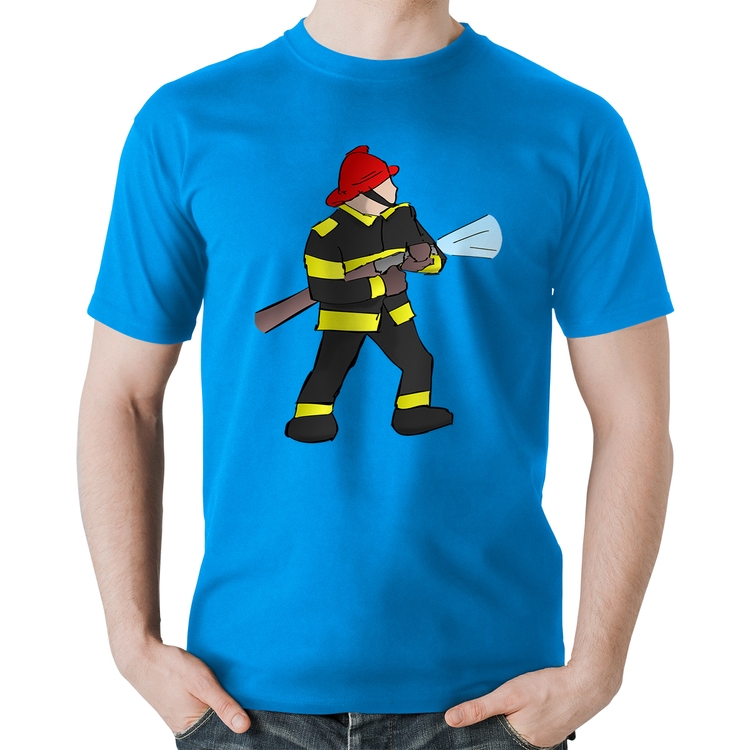 Camiseta Algodão Bombeiro - Azul