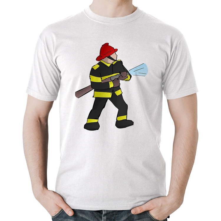 Camiseta Algodão Bombeiro - Branca