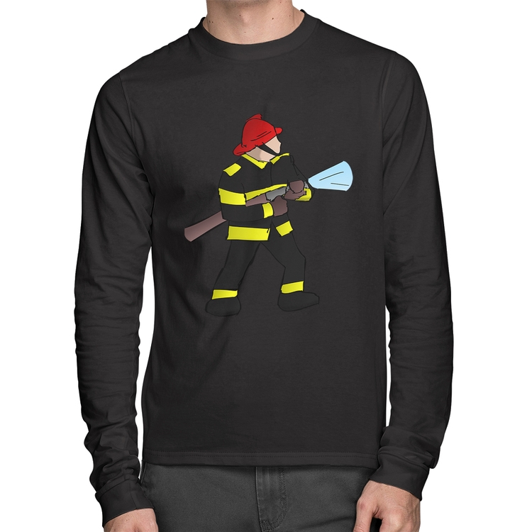 Camiseta Algodão Bombeiro Manga Longa