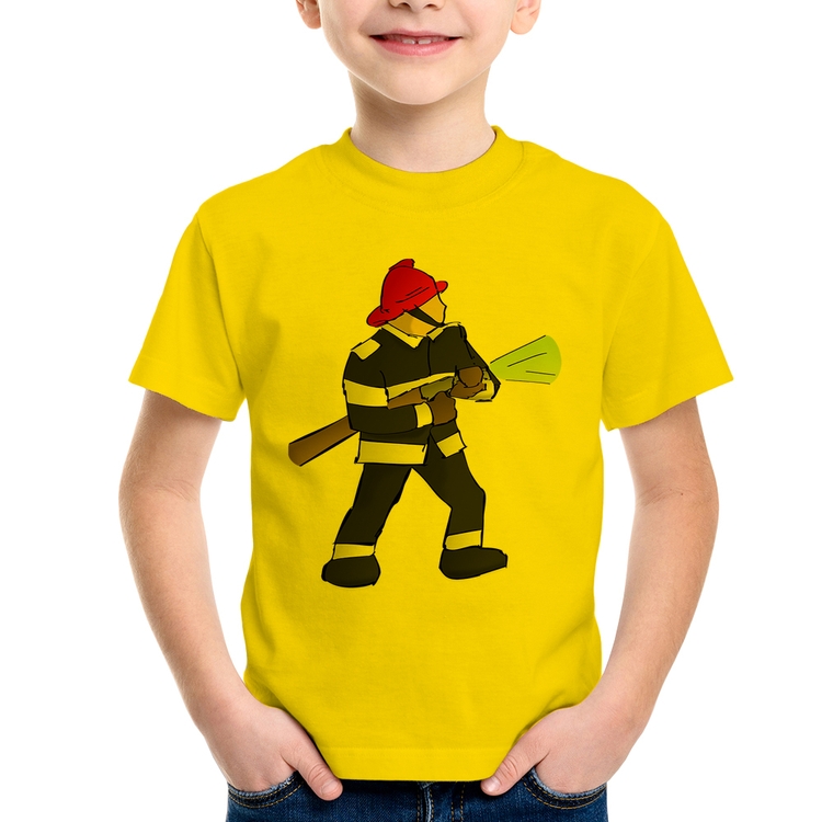 Camiseta Infantil Bombeiro - Amarela