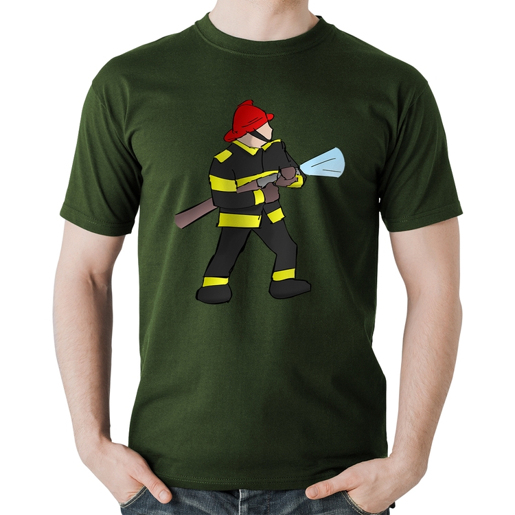 Camiseta Algodão Bombeiro - Musgo