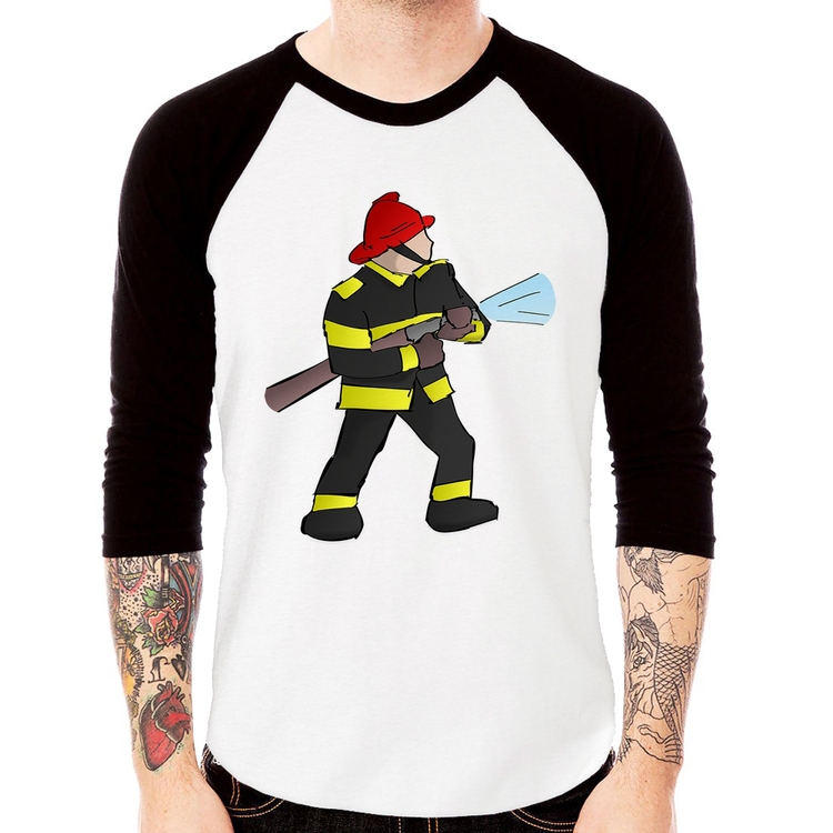Camiseta Raglan Bombeiro Manga 3/4