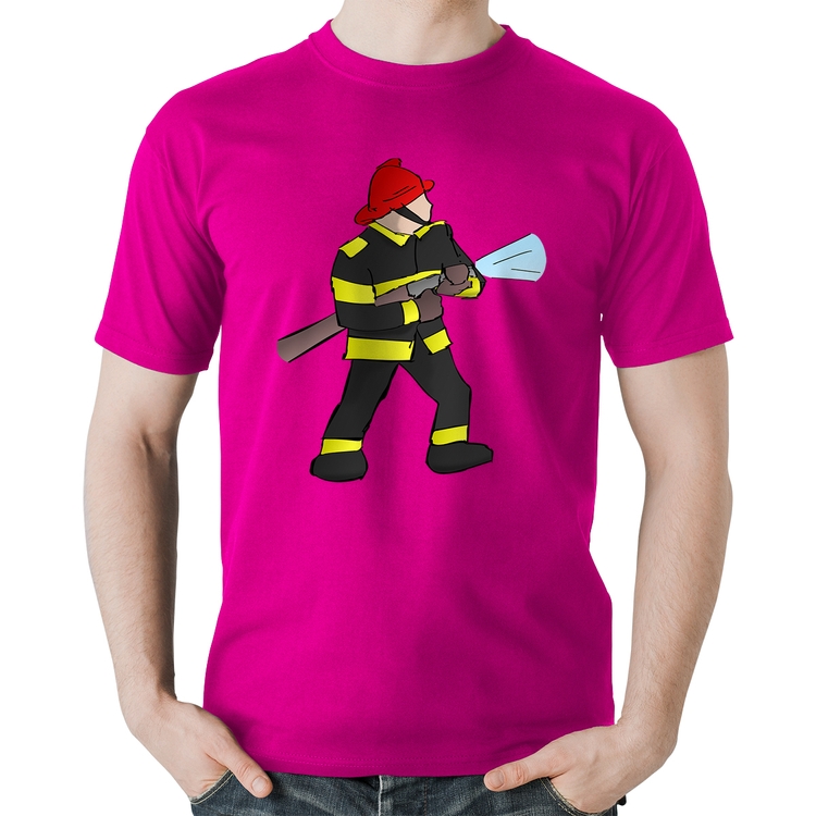 Camiseta Algodão Bombeiro - Rosa
