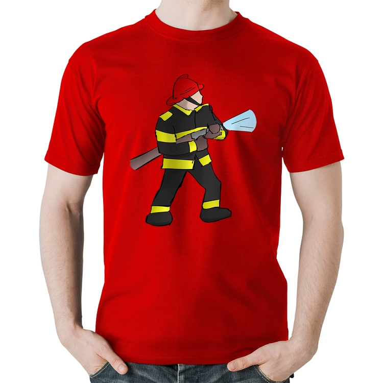 Camiseta Algodão Bombeiro - Vermelha