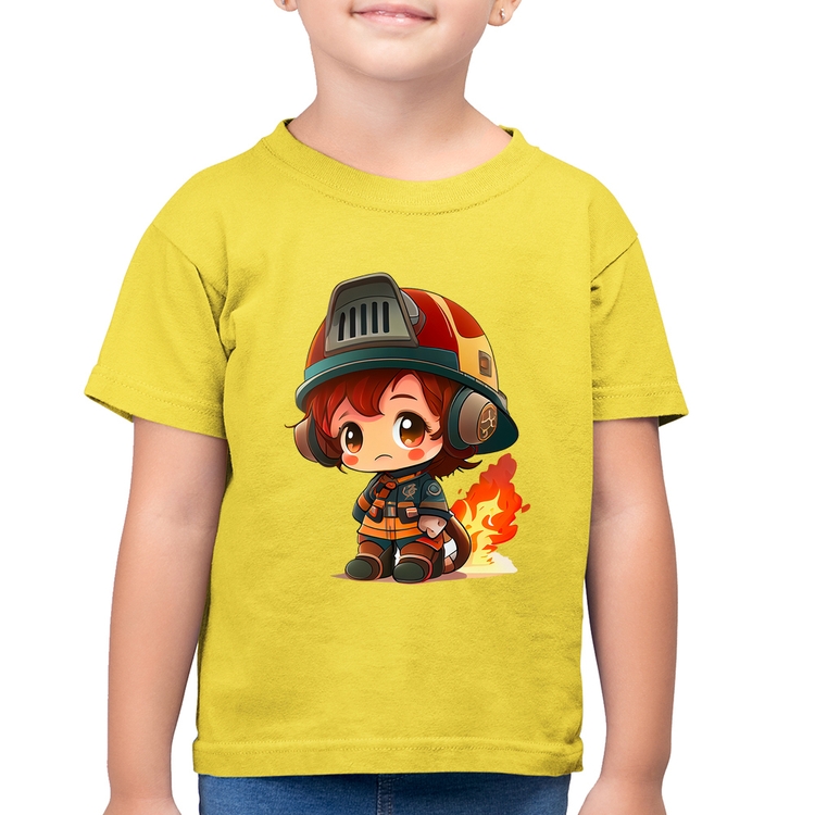 Camiseta Algodão Infantil Bombeiro Mirim - Amarelo Canário
