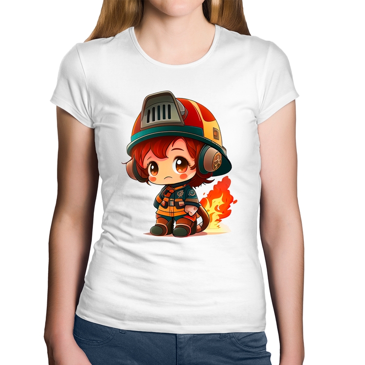 Baby Look Algodão Bombeiro Mirim - Branca