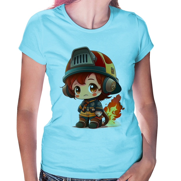 Baby Look Bombeiro Mirim - Azul Bebê