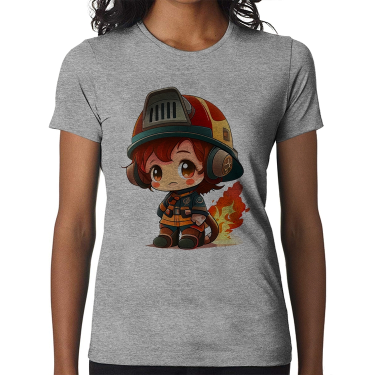 Baby Look Bombeiro Mirim - Cinza