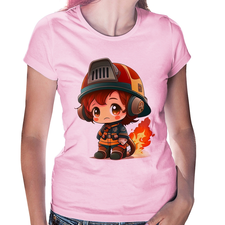 Baby Look Bombeiro Mirim - Rosa Bebê