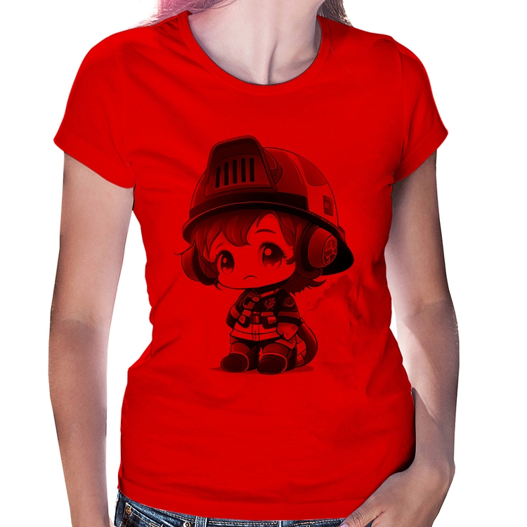 Baby Look Bombeiro Mirim - Vermelha