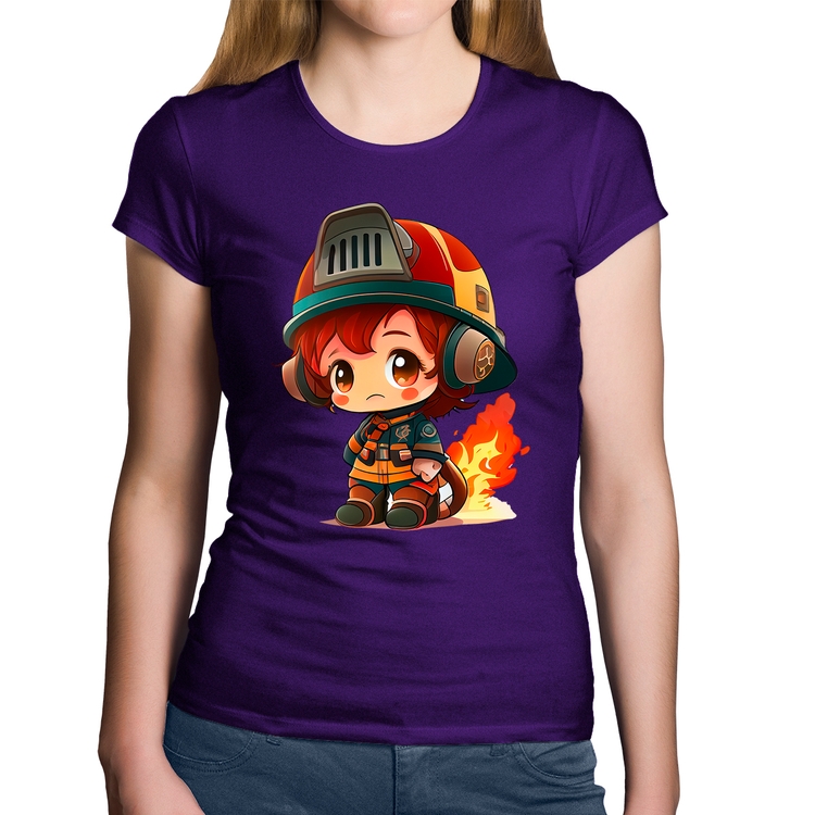 Baby Look Algodão Bombeiro Mirim - Roxa