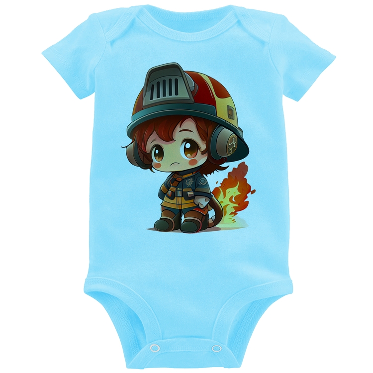 Body Bebê Bombeiro Mirim - Azul Bebê