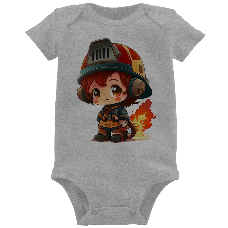 Body Bebê Bombeiro Mirim - Cinza