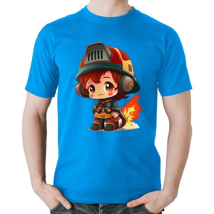 Camiseta Algodão Bombeiro Mirim - Azul