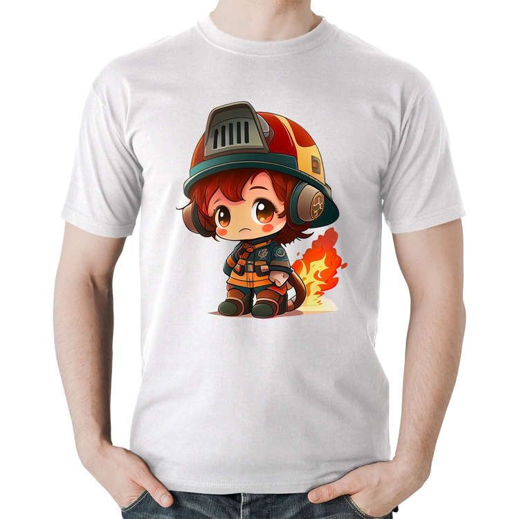 Camiseta Algodão Bombeiro Mirim - Branca