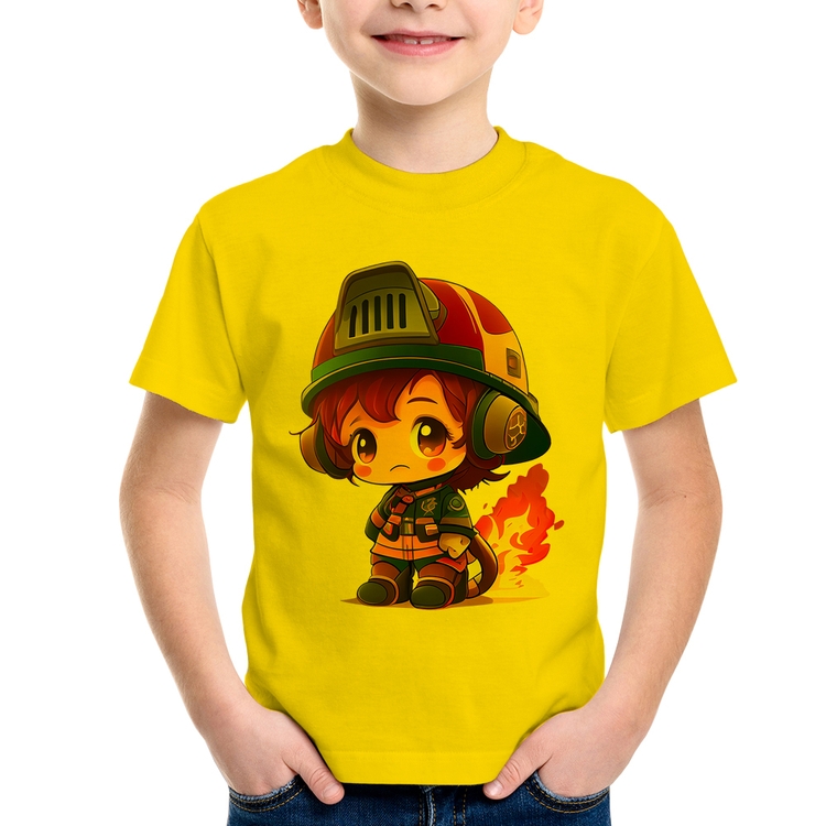 Camiseta Infantil Bombeiro Mirim - Amarela