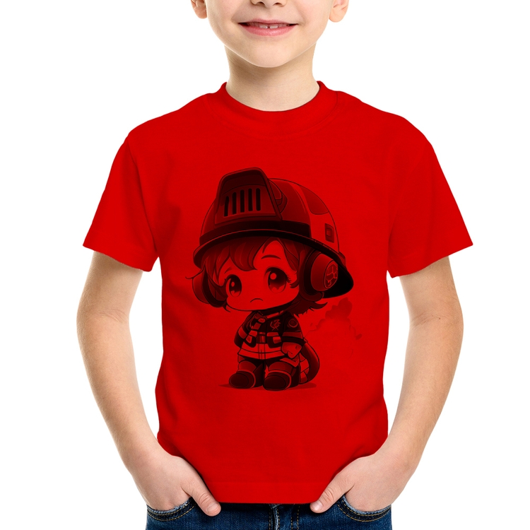 Camiseta Infantil Bombeiro Mirim - Vermelha
