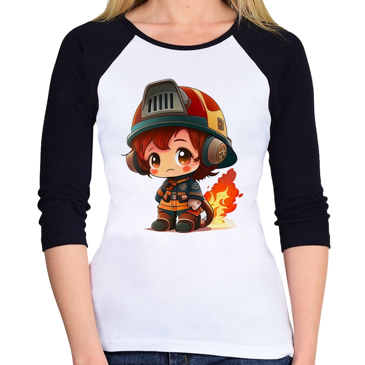 Baby Look Raglan Bombeiro Mirim Manga 3/4