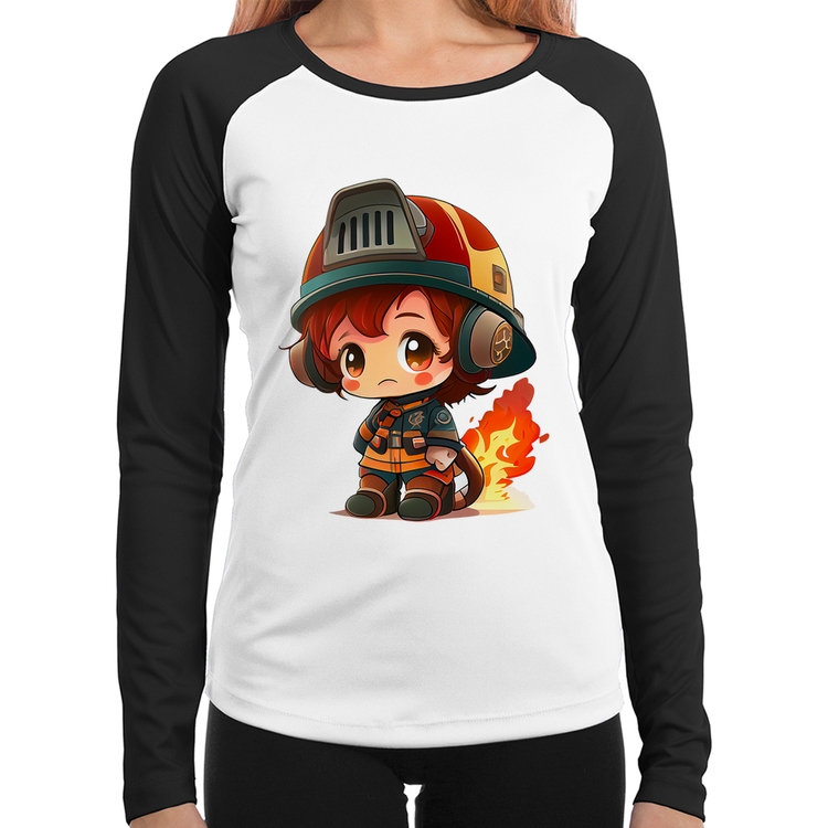 Baby Look Raglan Bombeiro Mirim Manga Longa