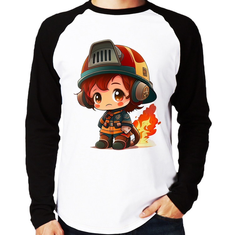 Camiseta Raglan Bombeiro Mirim Manga Longa