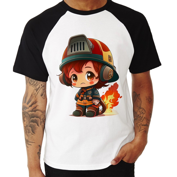 Camiseta Raglan Bombeiro Mirim