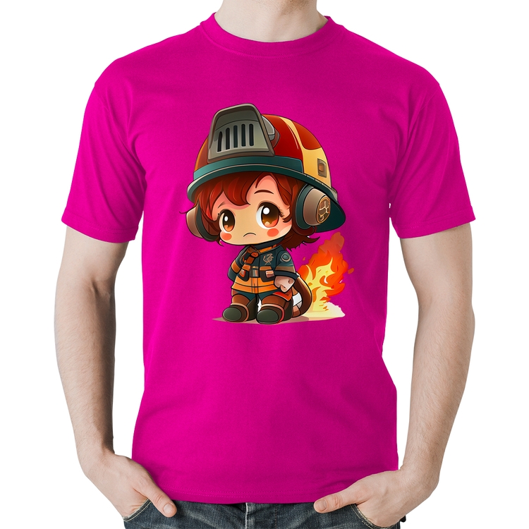 Camiseta Algodão Bombeiro Mirim - Rosa