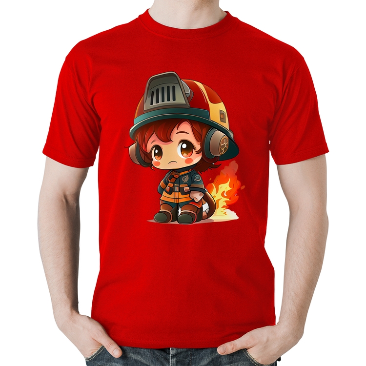 Camiseta Algodão Bombeiro Mirim - Vermelha