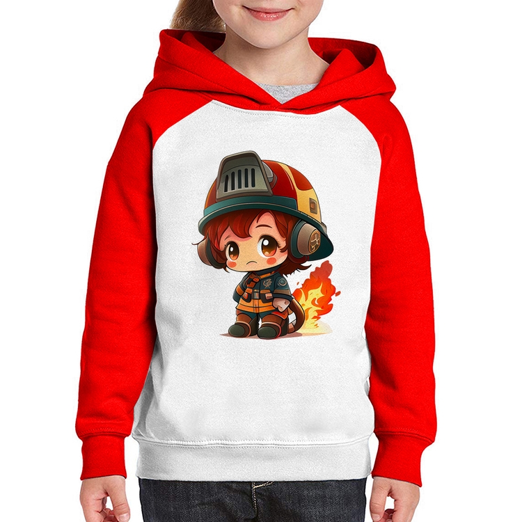 Moletom Infantil Bombeiro Mirim - Branco/Vermelho