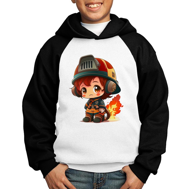 Moletom Infantil Bombeiro Mirim - Branco/Preto