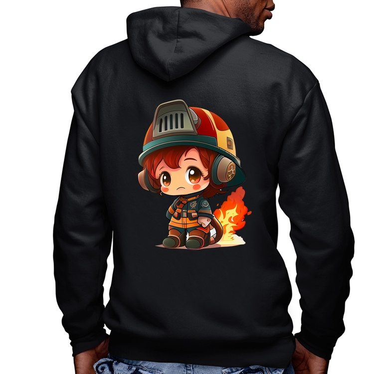 Blusa Moletom Bombeiro Mirim Masculina com Capuz e Zíper