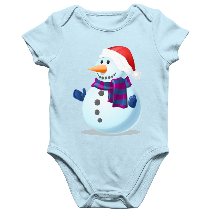 Body Bebê Algodão Boneco de neve - Azul Bebê